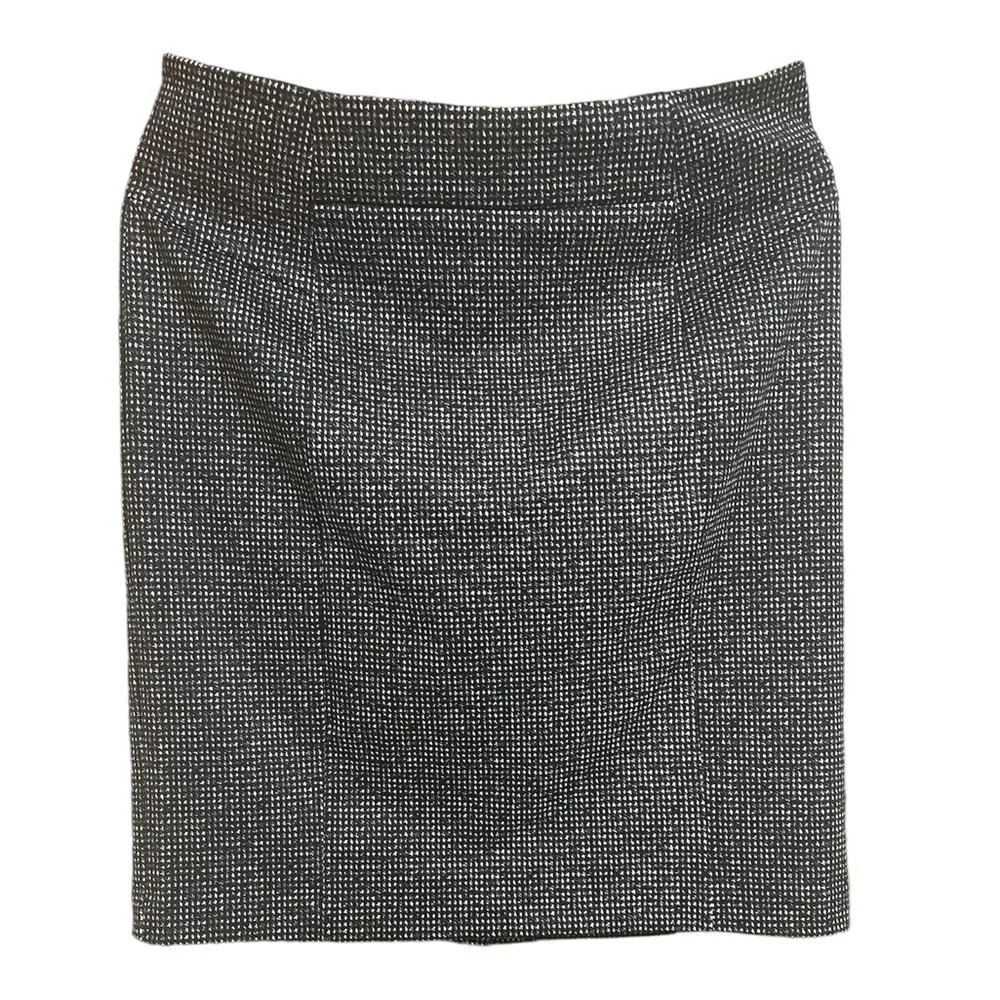 Skirt Size M Black White Mini Pencil Gold Back Zip Check Work Office Career MK